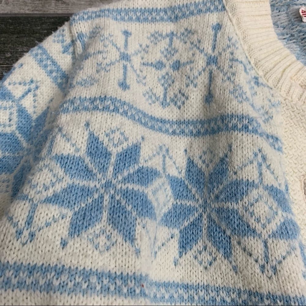 Vintage Wintuk Coastal Cable Knit Cardigan Cream Blue USA Made M - Picture 5 of 9